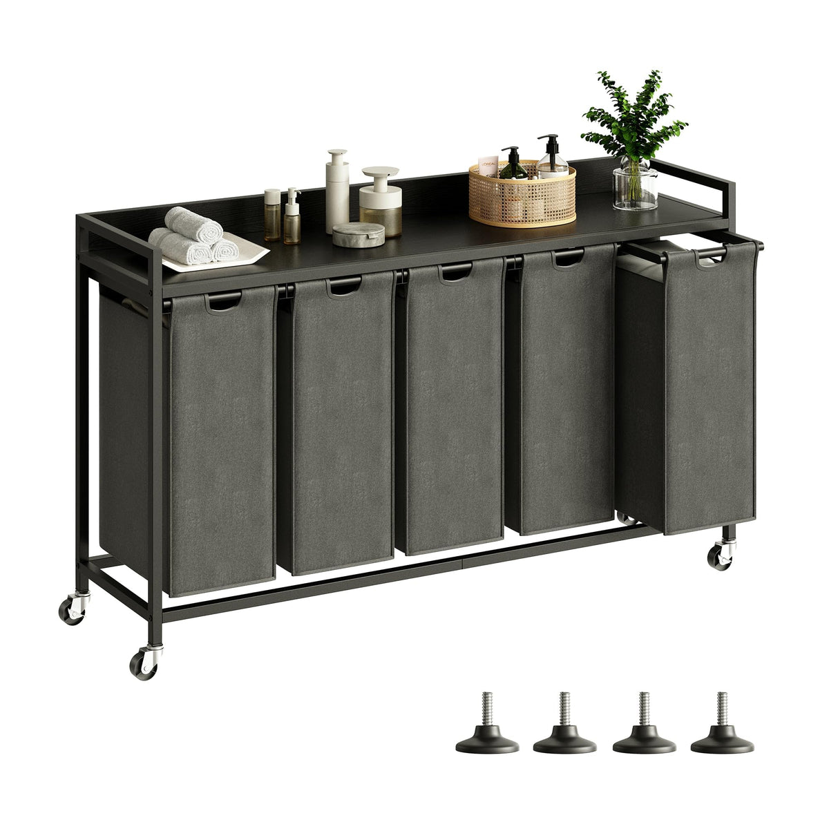 Herture Laundry Hamper with Shelf & Pull-Out Bag
