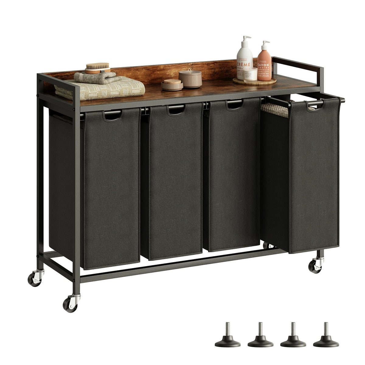 Herture Laundry Hamper with Shelf & Pull-Out Bag