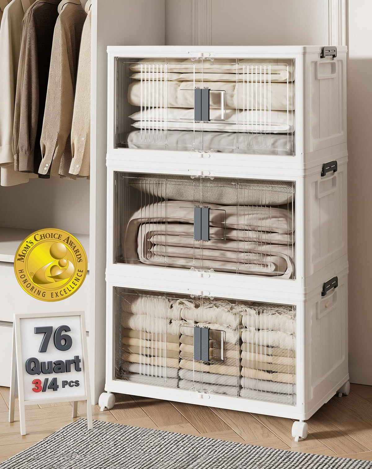 OlarHike Collapsible Storage Bins with Doors & Wheels