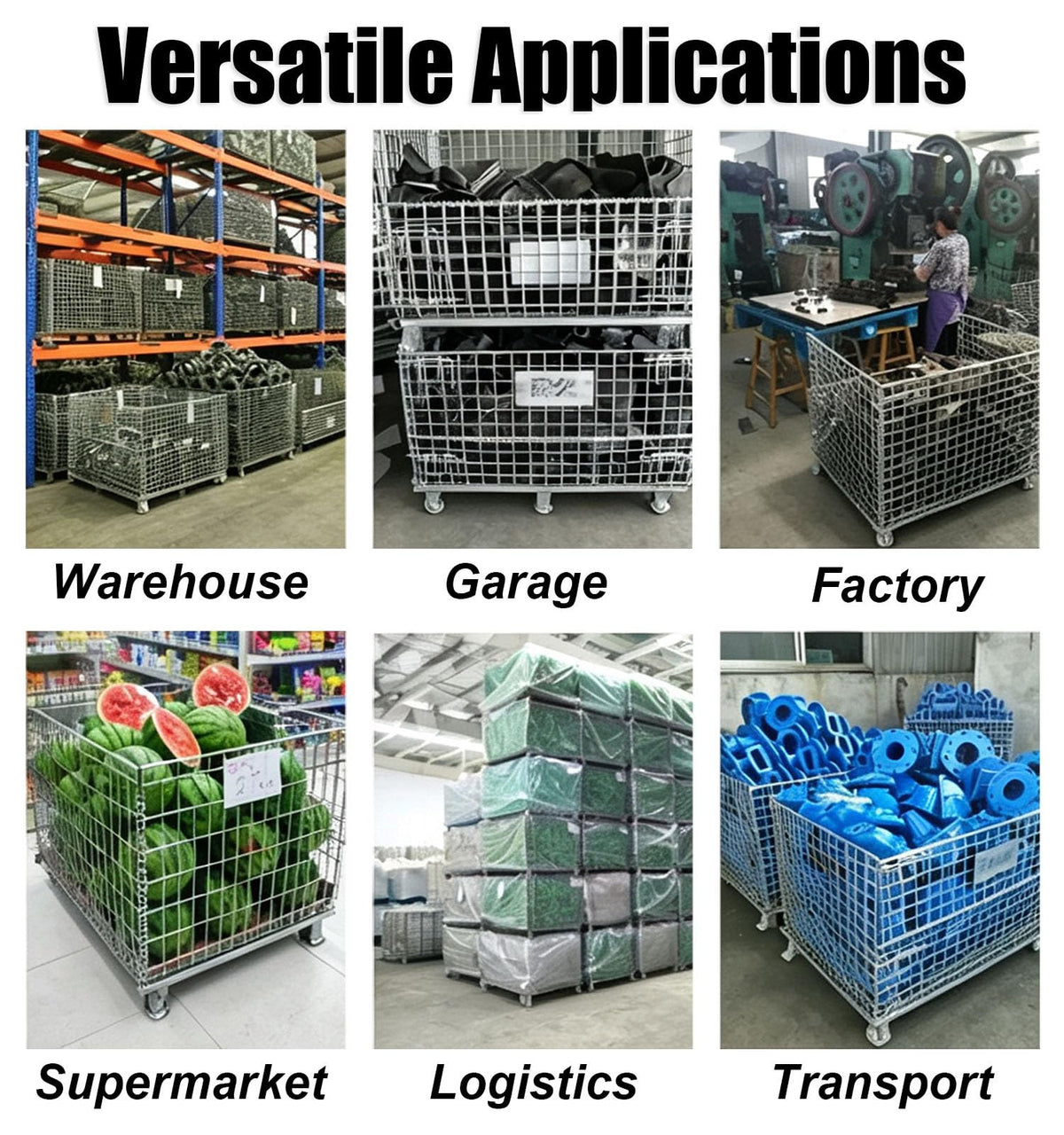 Heavy-Duty Wire Mesh Storage Cart with 4 Wheels & Folding Feet - Mobile Utility Trolley for Home, Garage, Warehouse, and Shop Organization