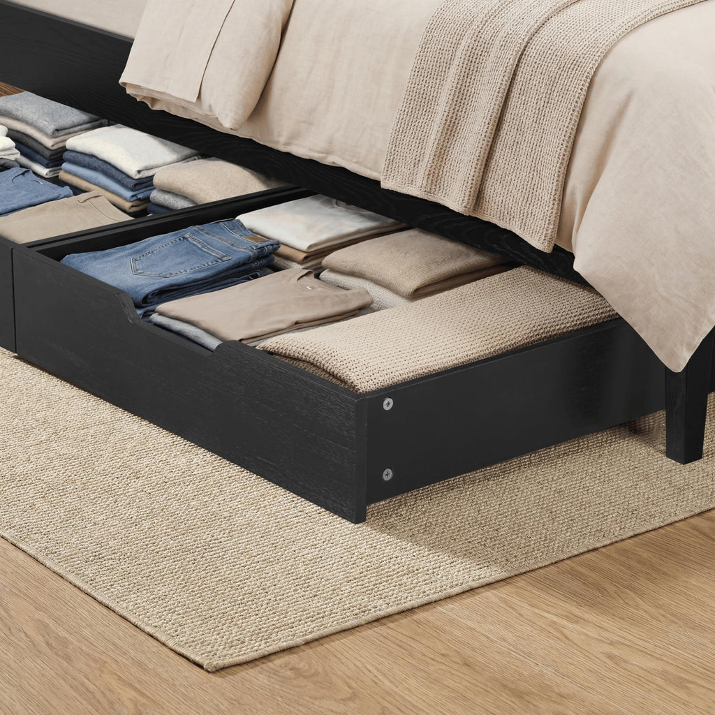 NTC Solid Wood Under Bed Storage with Wheels, 2-Pack Under Bed Organizer Drawer, Space Saving Bedroom Storage Box, 100 lbs Capacity,